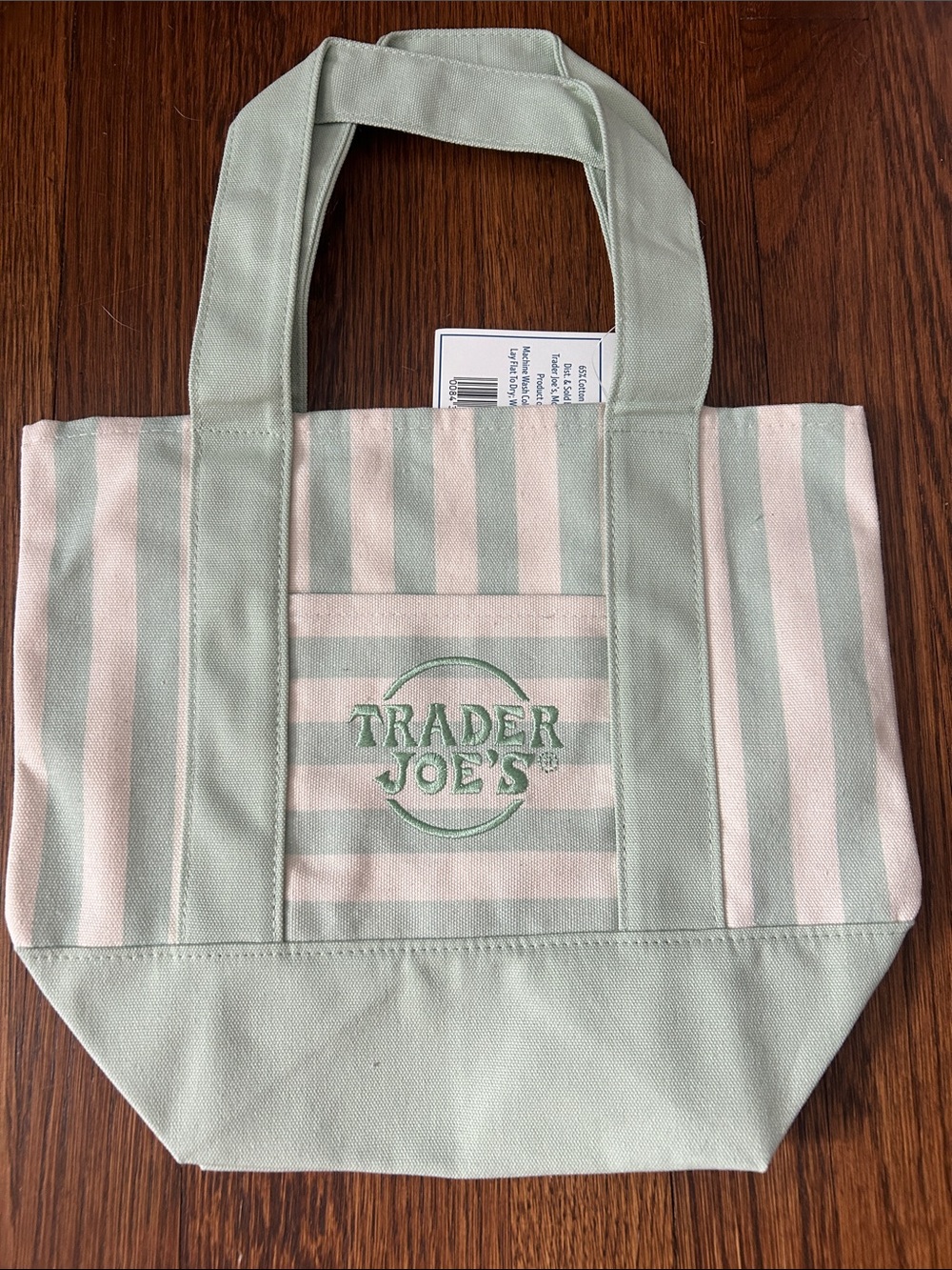 Mint Green Stripe Canvas Tote Bag
